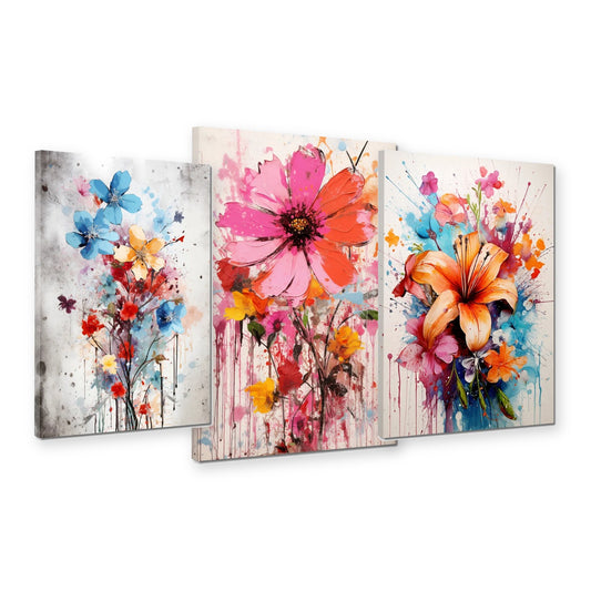 3er-Set Blumenzauber – drei Leinwandbilder
