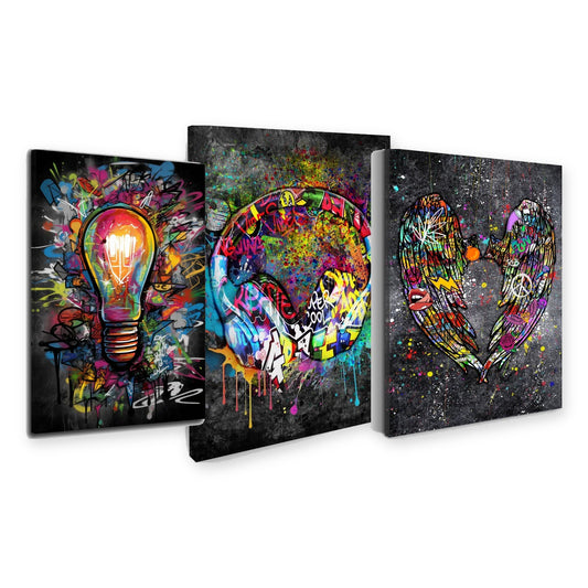 3er-Set Graffiti Lifestyle – drei Leinwandbilder