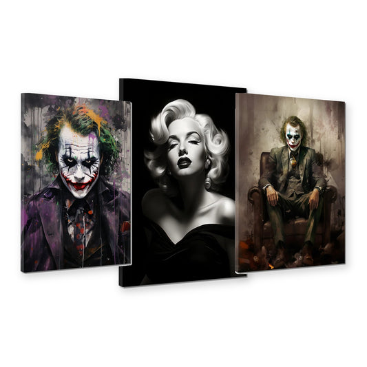 3er-Set Joker & Marilyn – drei Leinwandbilder