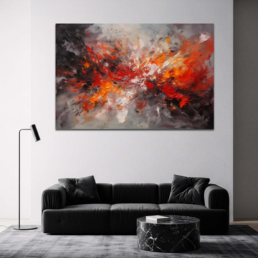 Feurige Energie abstrakte Malerei in Rot und Orange Wandbild 2