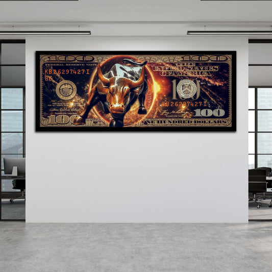 Wandbild Pop Art Stier Börse Wallstreet Dollar Style Big Money