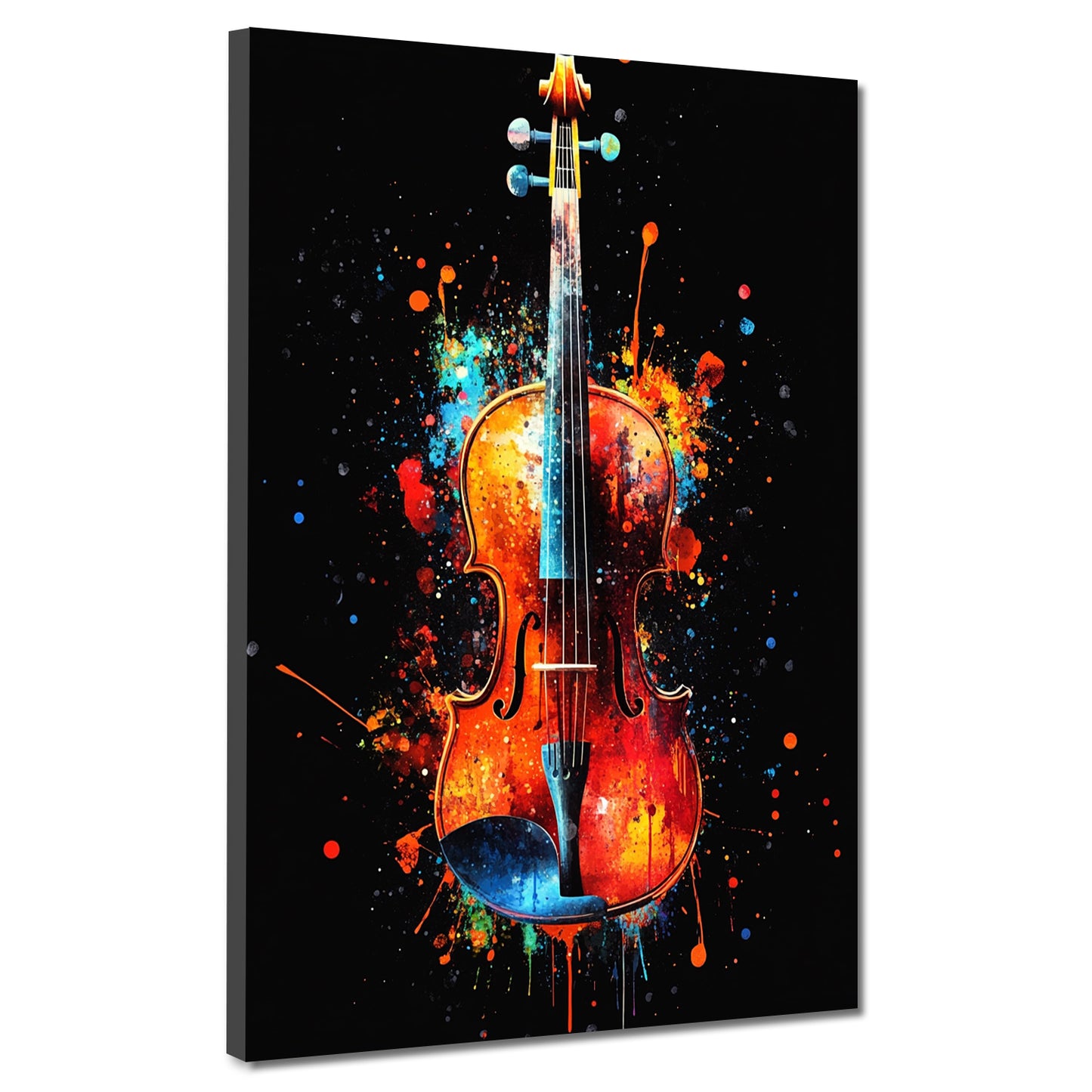 Violine Pop Art Musik Explosion Schwarz Hintergrund Wandbild