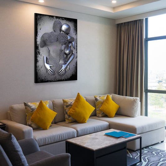 Wandbild Abstract Metallfiguren Metallic Wandkunst Körper