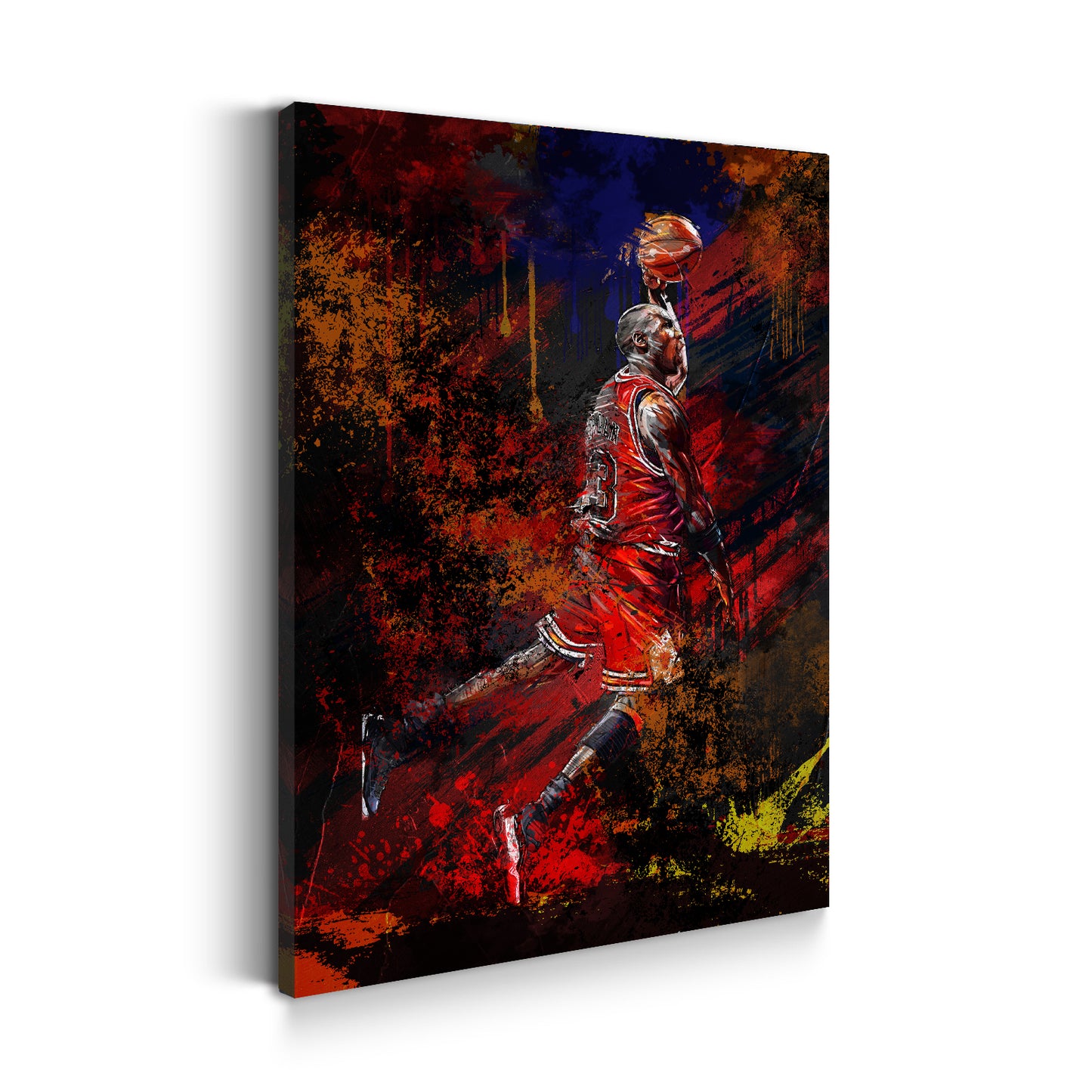 Jordan Style Wandbild Basketball im Sprung in dynamischen Farben