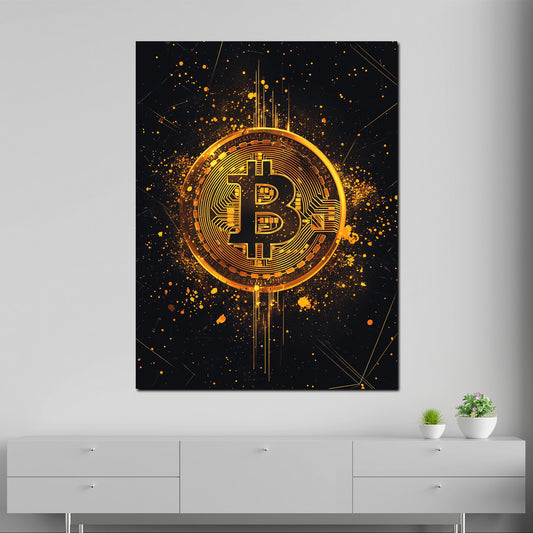 Wandbild Bitcoin Pop Art Kryptowährung Geld und Erfolg modern