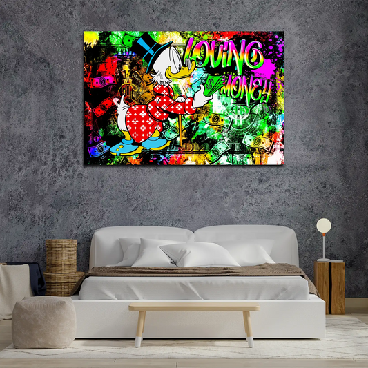 Wandbild Comic Dagobert Loving Money