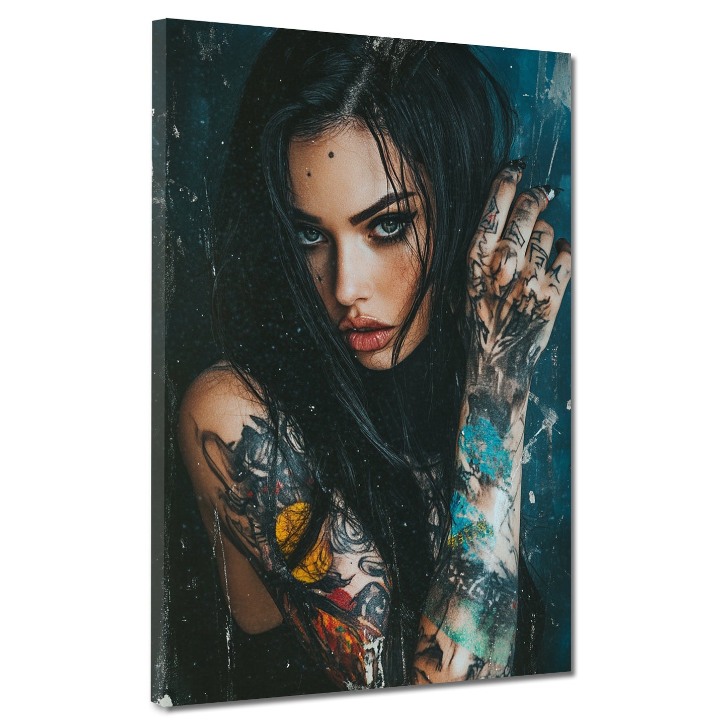 Wandbild Frau mit Tattoos intensiv geheimnisvoll modern