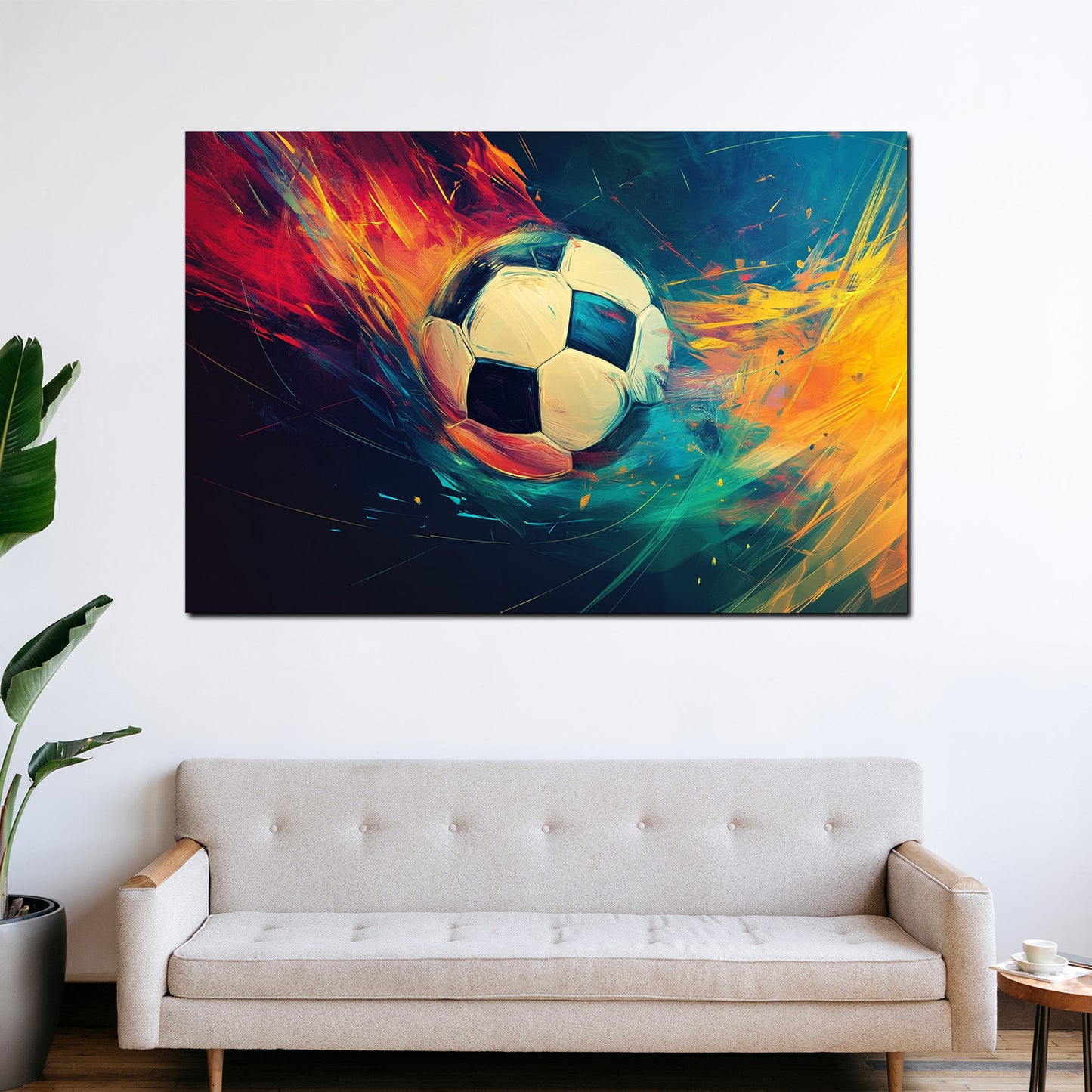 Wandbild Fußball Energie Farben modern
