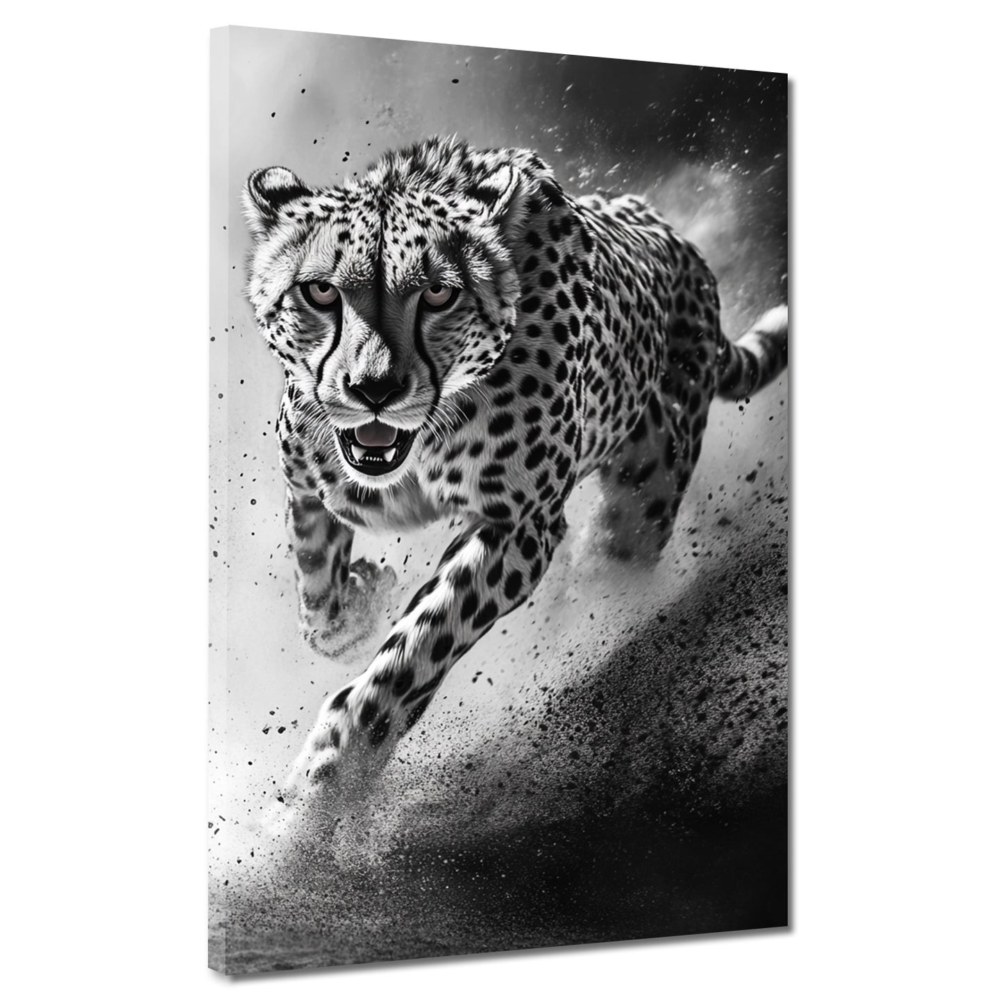Wandbild Gepard schwarz weiß Dynamik Geschwindigkeit