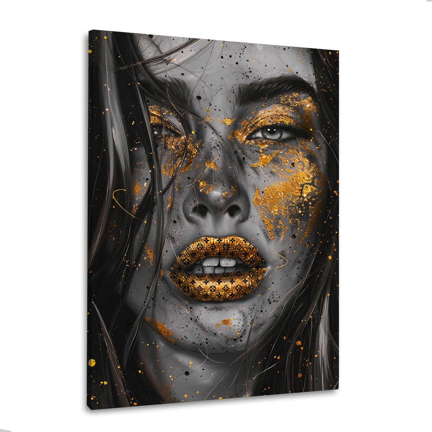 Wandbild Glamour Gesicht Goldoptik Louis Style