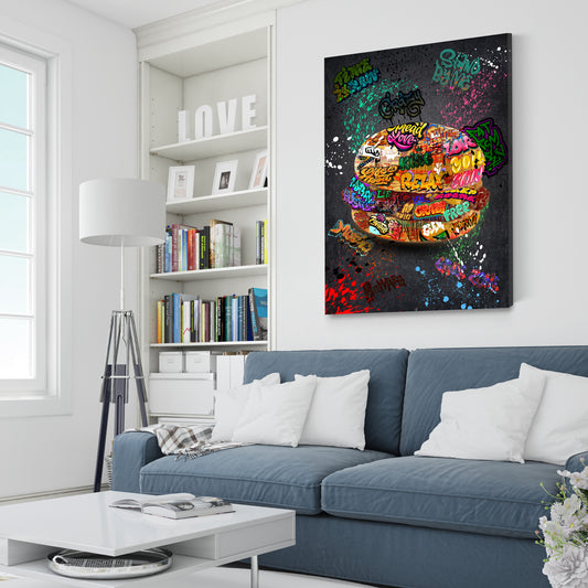 Wandbild Graffiti Burger Kunst Pop Art Stil