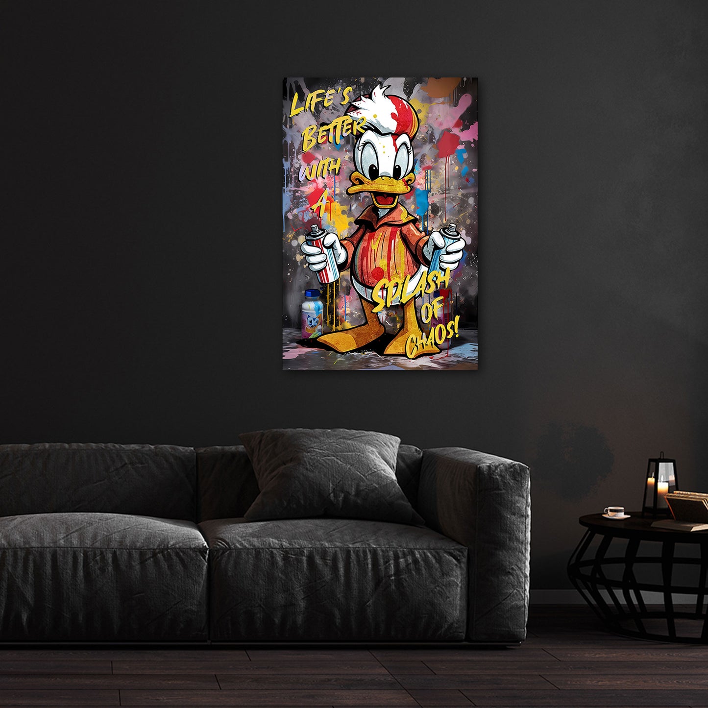 Wandbild Graffiti Pop Art mit frechem Duck und bunter Street Art