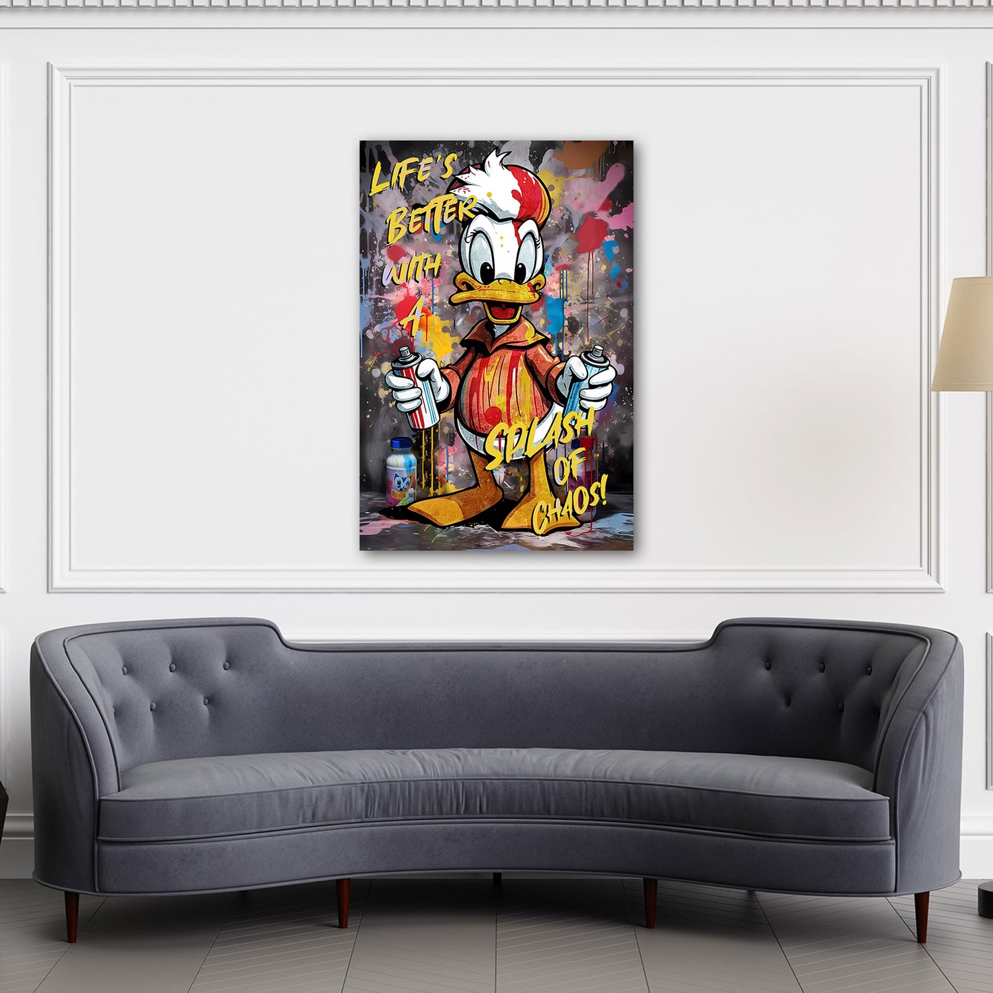 Wandbild Graffiti Pop Art mit frechem Duck und bunter Street Art