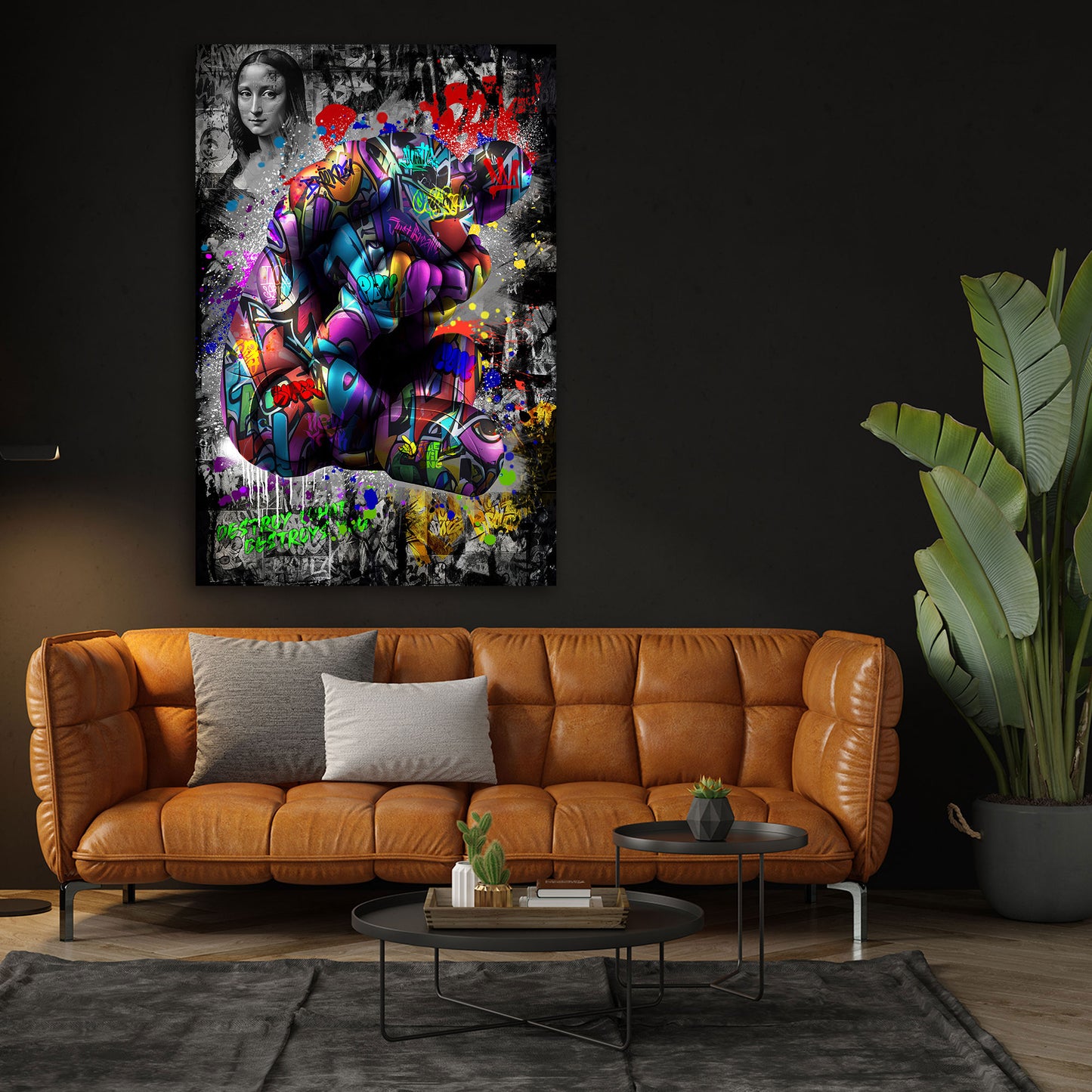 Wandbild Graffiti und Pop Art Style mit bunter Figur