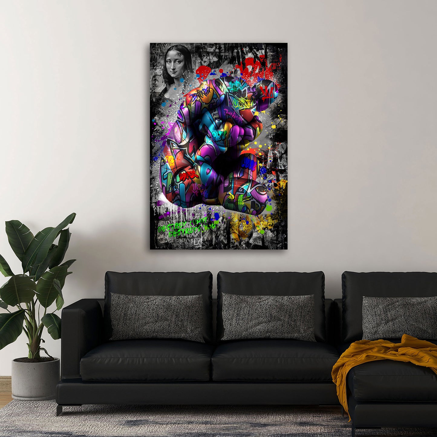 Wandbild Graffiti und Pop Art Style mit bunter Figur