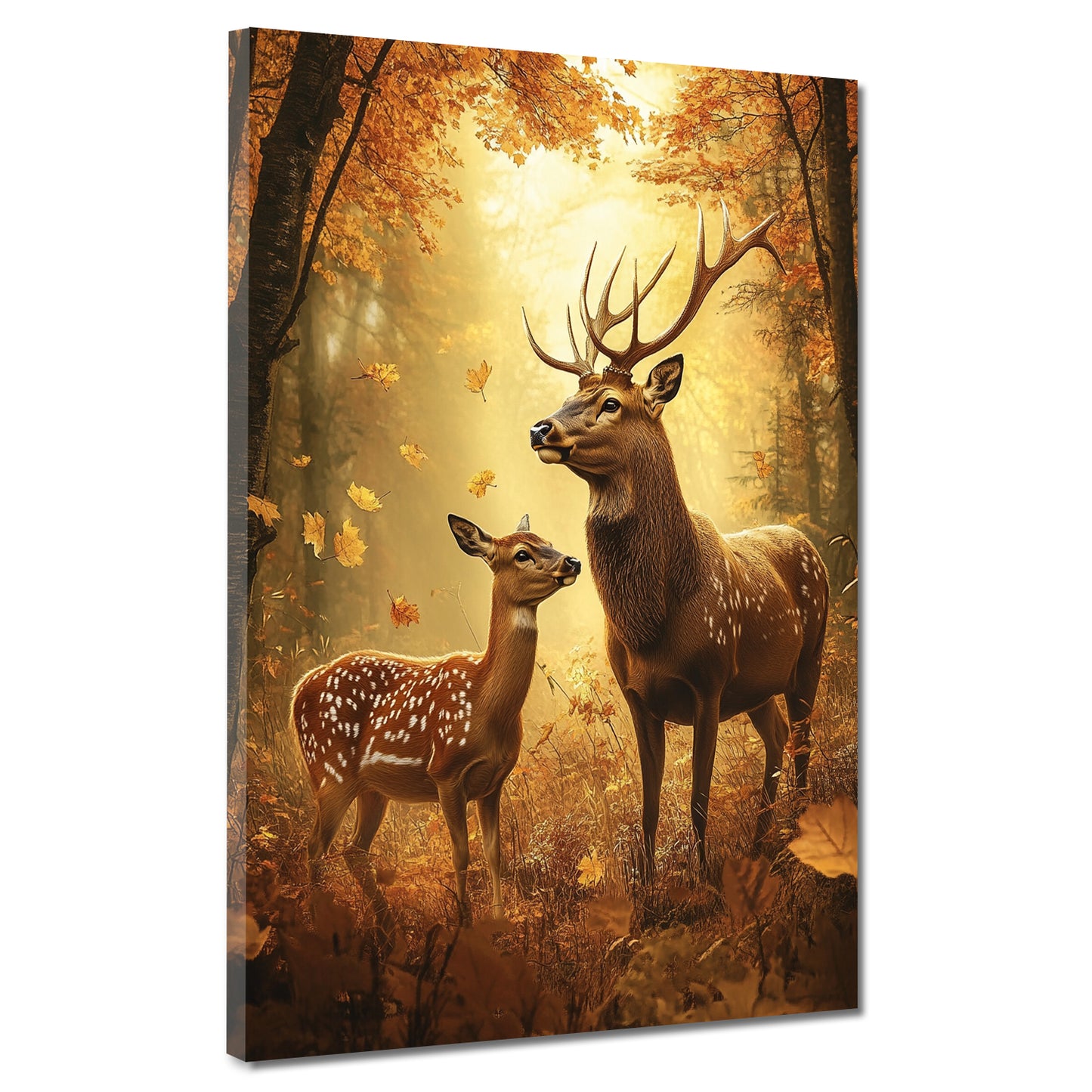 Wandbild Hirschpaar Wald Lichtstimmung