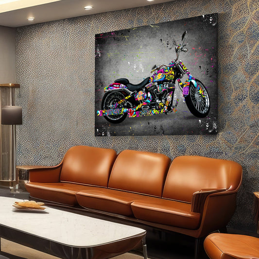 Graffiti Street Art Custom Bike als Wandbild im Raum