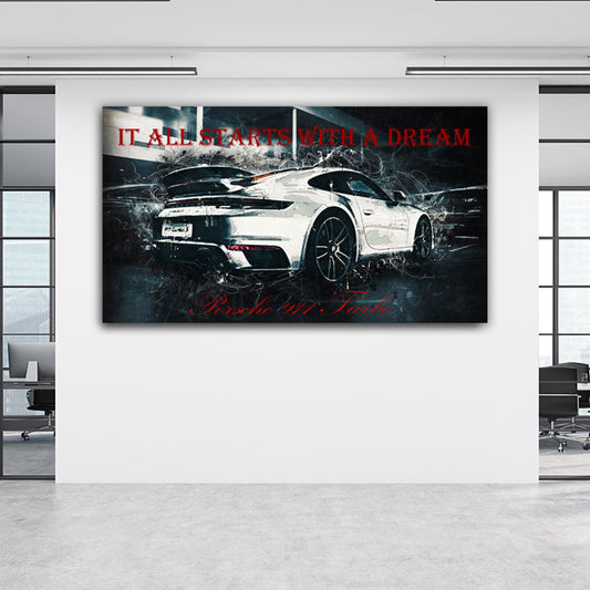 Wandbild Leinwandbild Motivation Sportwagen Dreams