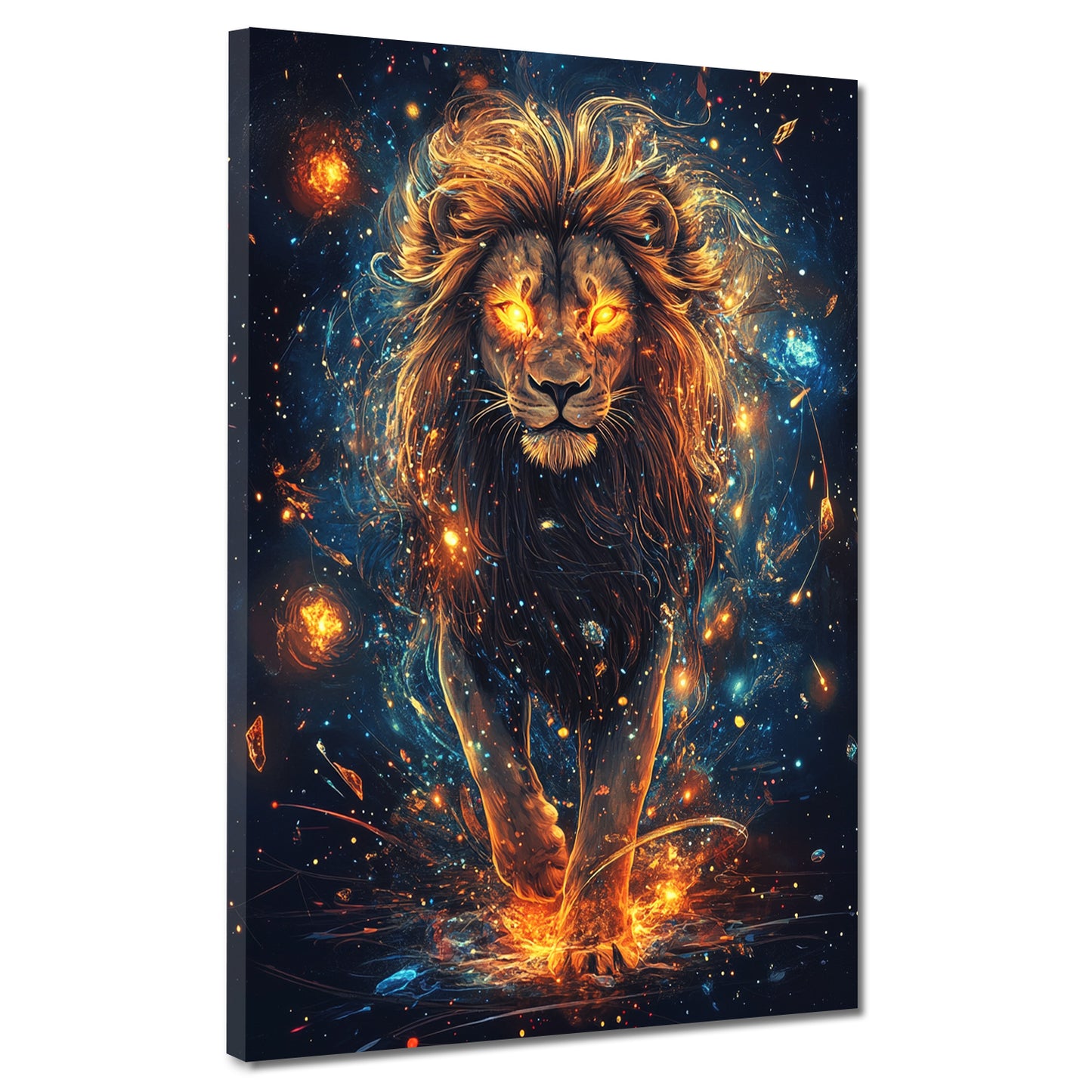 Wandbild Löwe feurig leuchtend mystisch modern