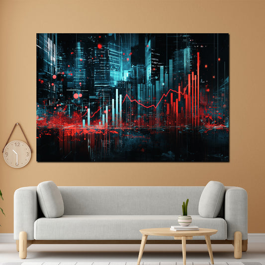 Wandbild Motivation digitale Börse modernes Finanzdesign City