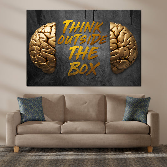 Wandbild Motivation Gehirn Zitat Think Outside the Box