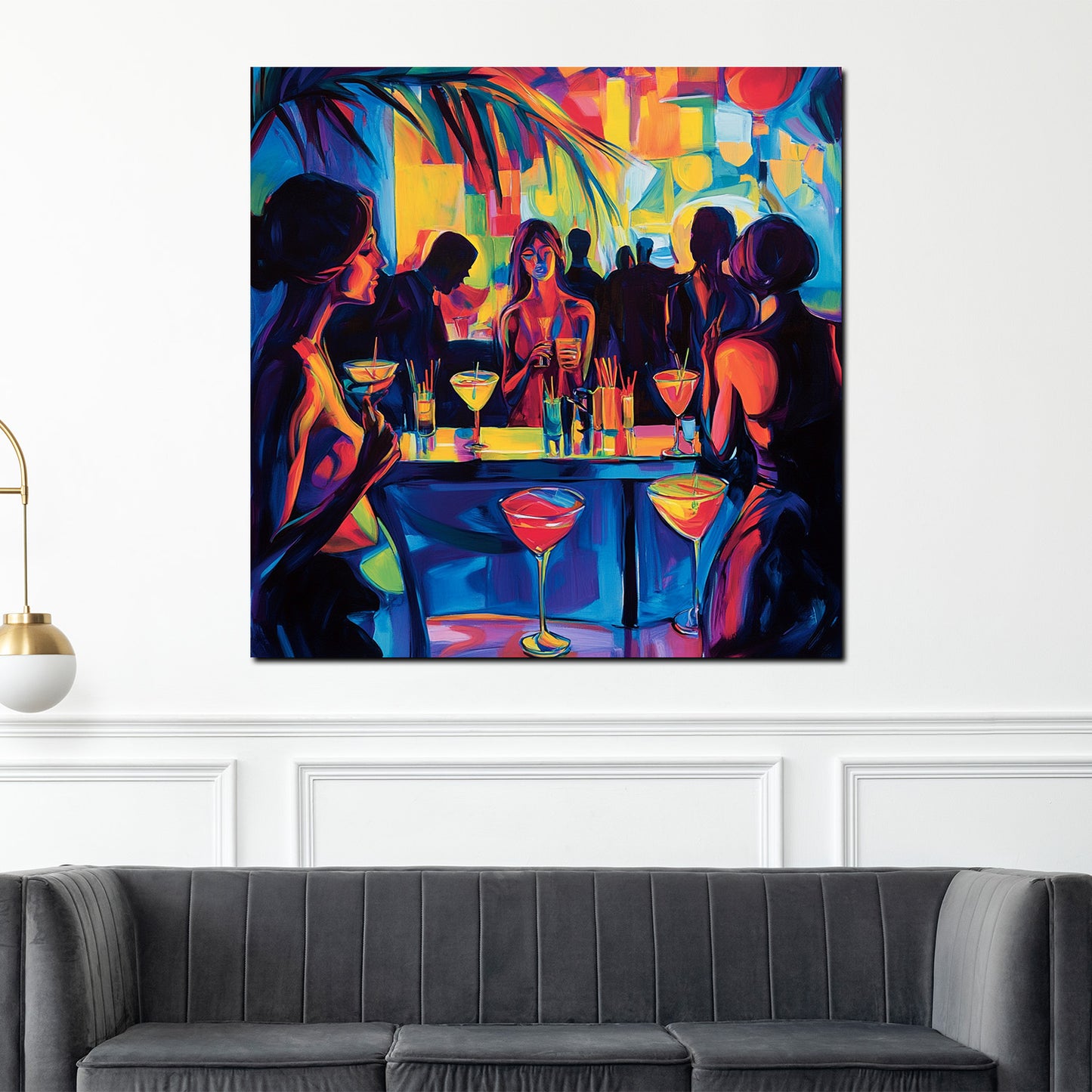 Wandbild Pop Art Bar Frauen Cocktails bunt