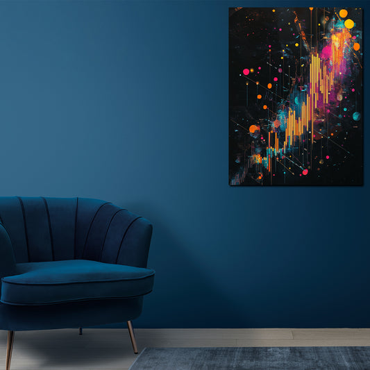 Wandbild Pop Art Börsenlinien Aktienchart farbenfroh modern