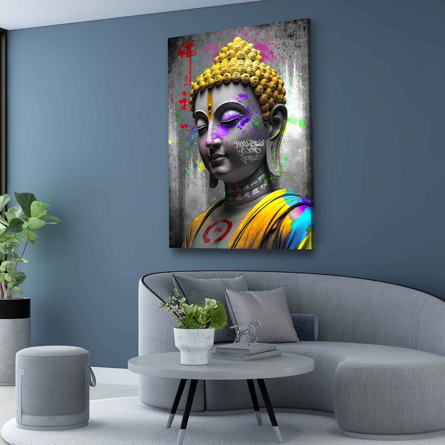 Wandbild Street Art Style Buddha Figur modern