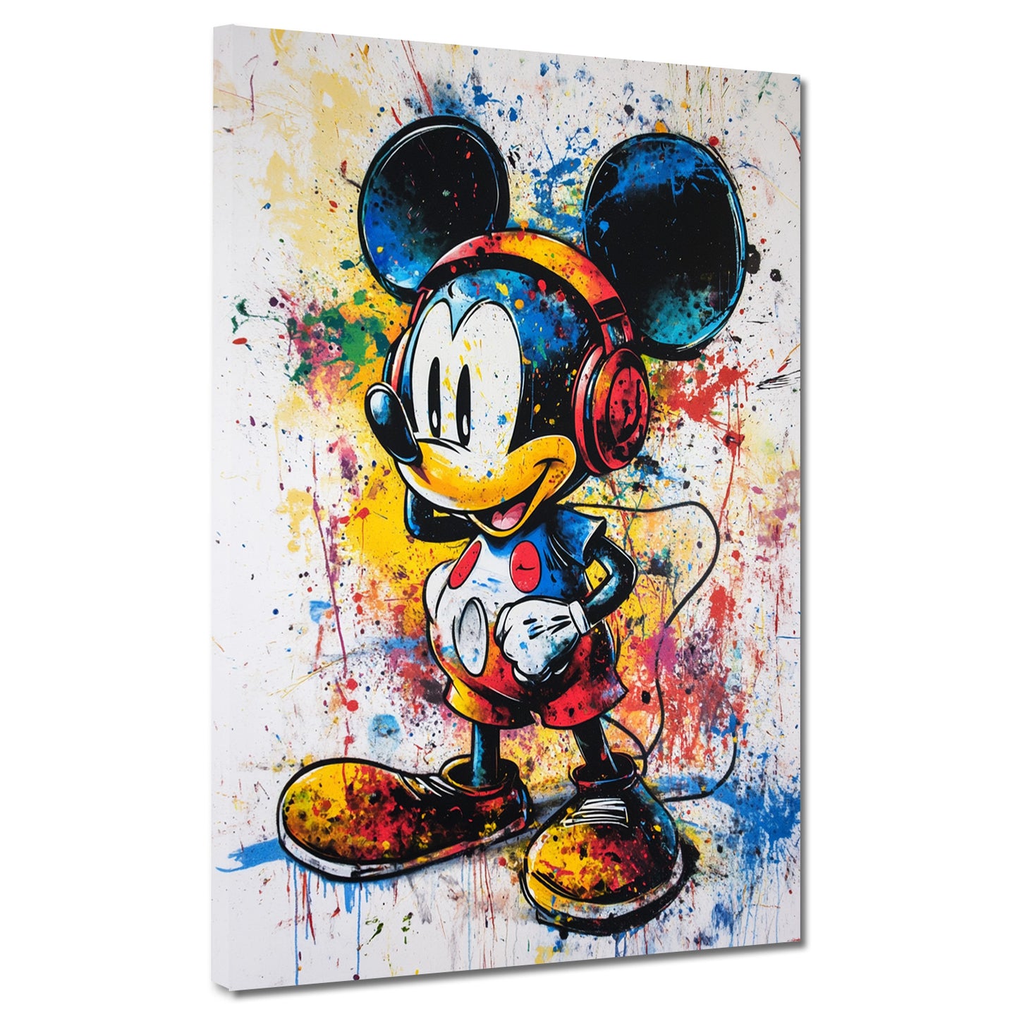 Wandbild Pop Art Comic Maus mit Kopfhörern bunt