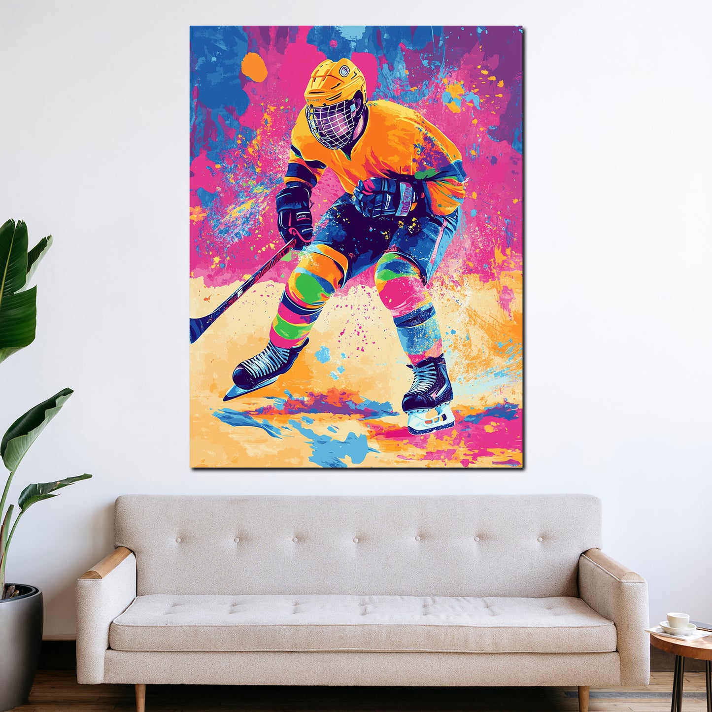Wandbild Pop Art Eishockey farbenfroh modern