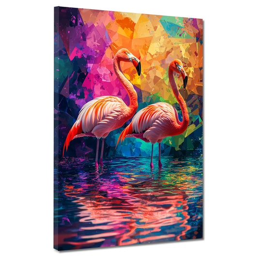 Wandbild Pop Art Flamingos im Wasser Natur modern