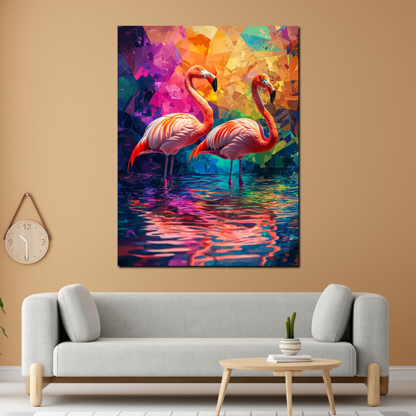Wandbild Pop Art Flamingos im Wasser Natur modern