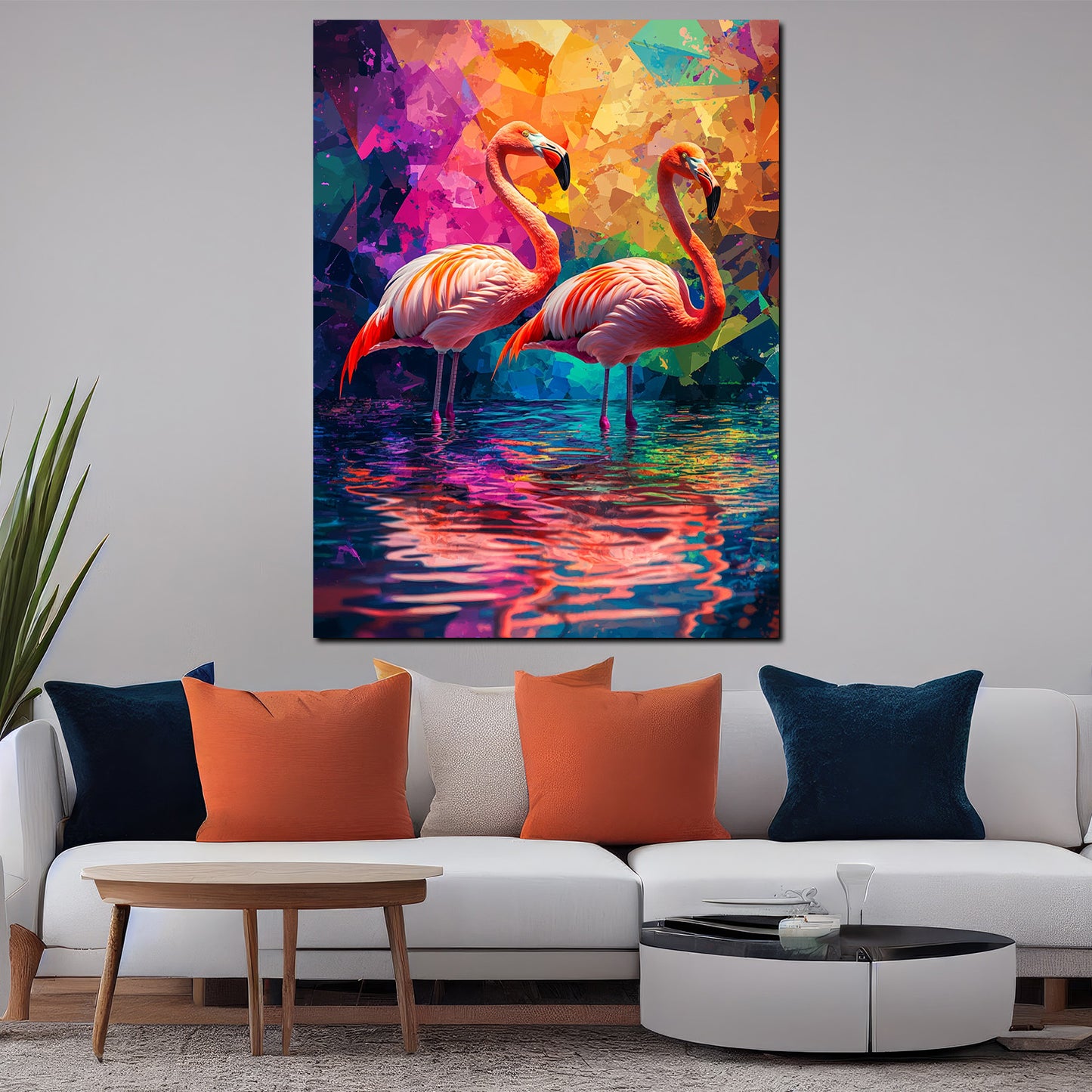 Wandbild Pop Art Flamingos im Wasser Natur modern