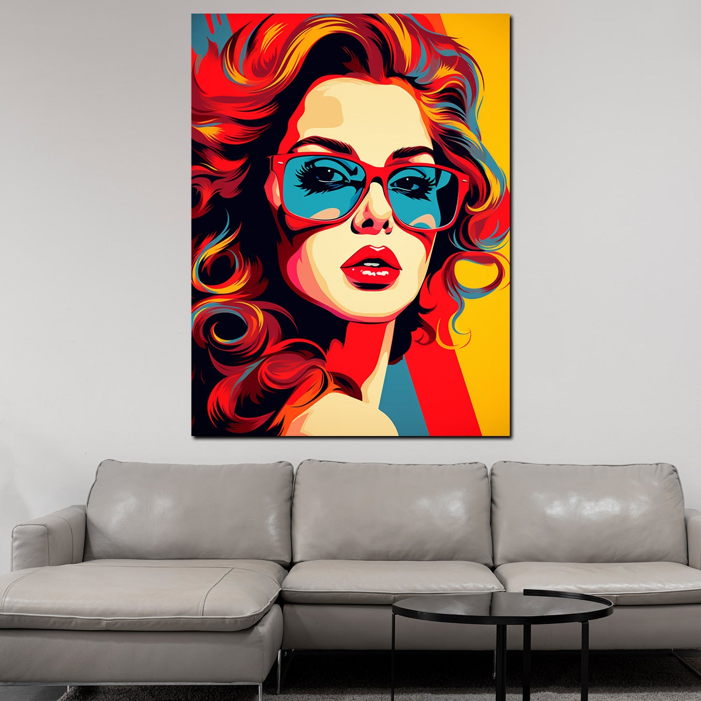 Wandbild Pop Art Frau mit Sonnenbrille