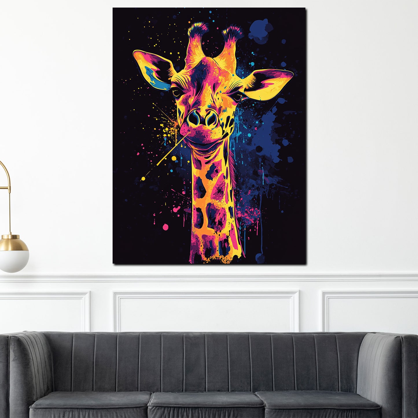 Wandbild Pop Art Giraffe bunt modern