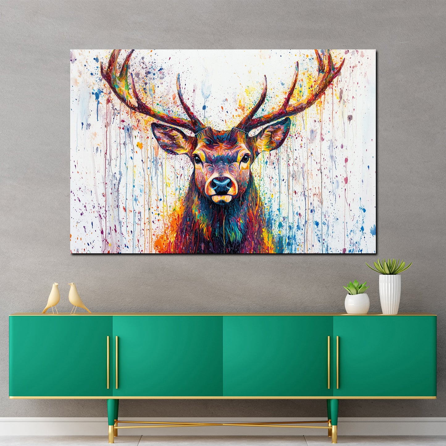 Wandbild Pop Art Hirsch farbenprächtig zeitgemäß