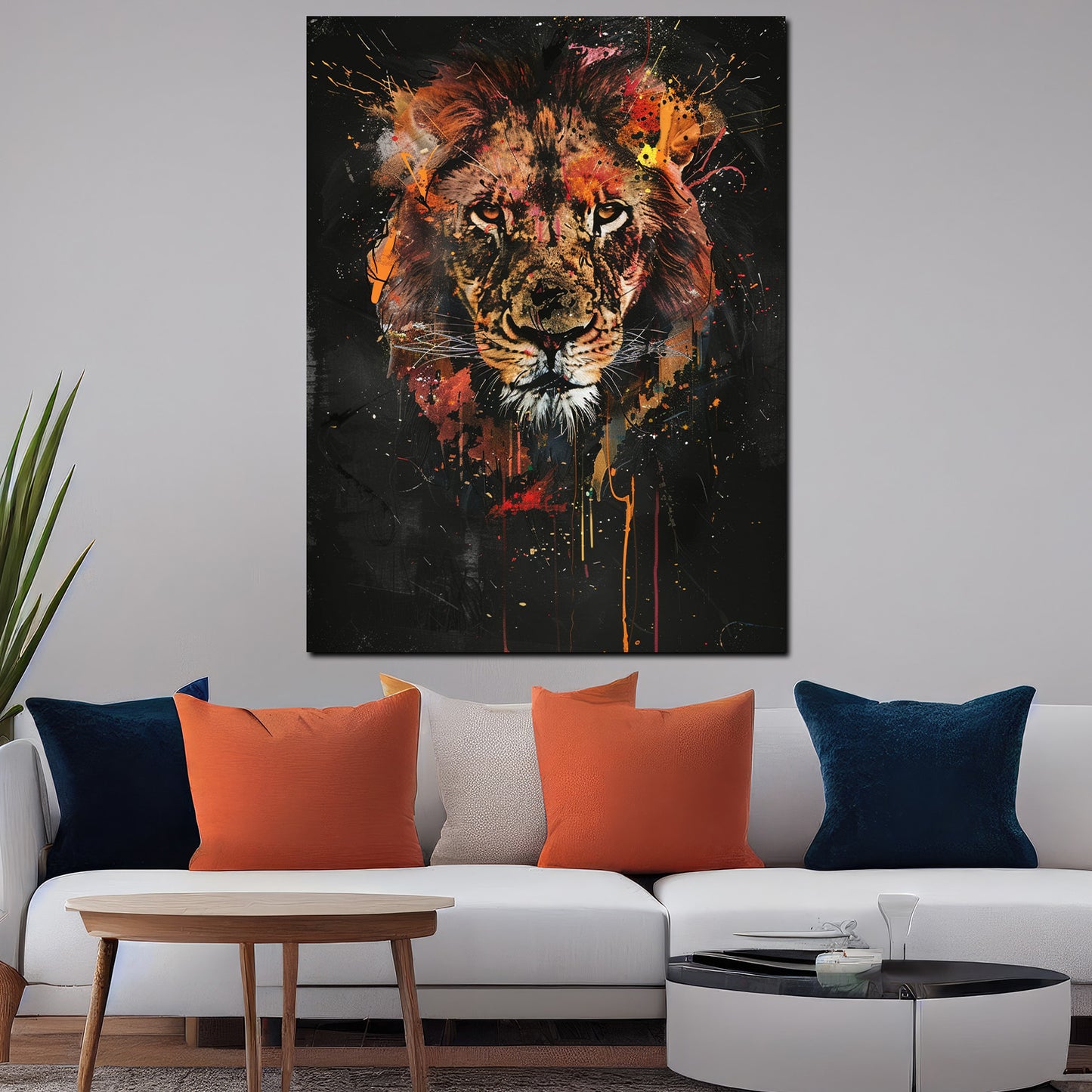 Wandbild Pop Art Löwe Porträt bunt