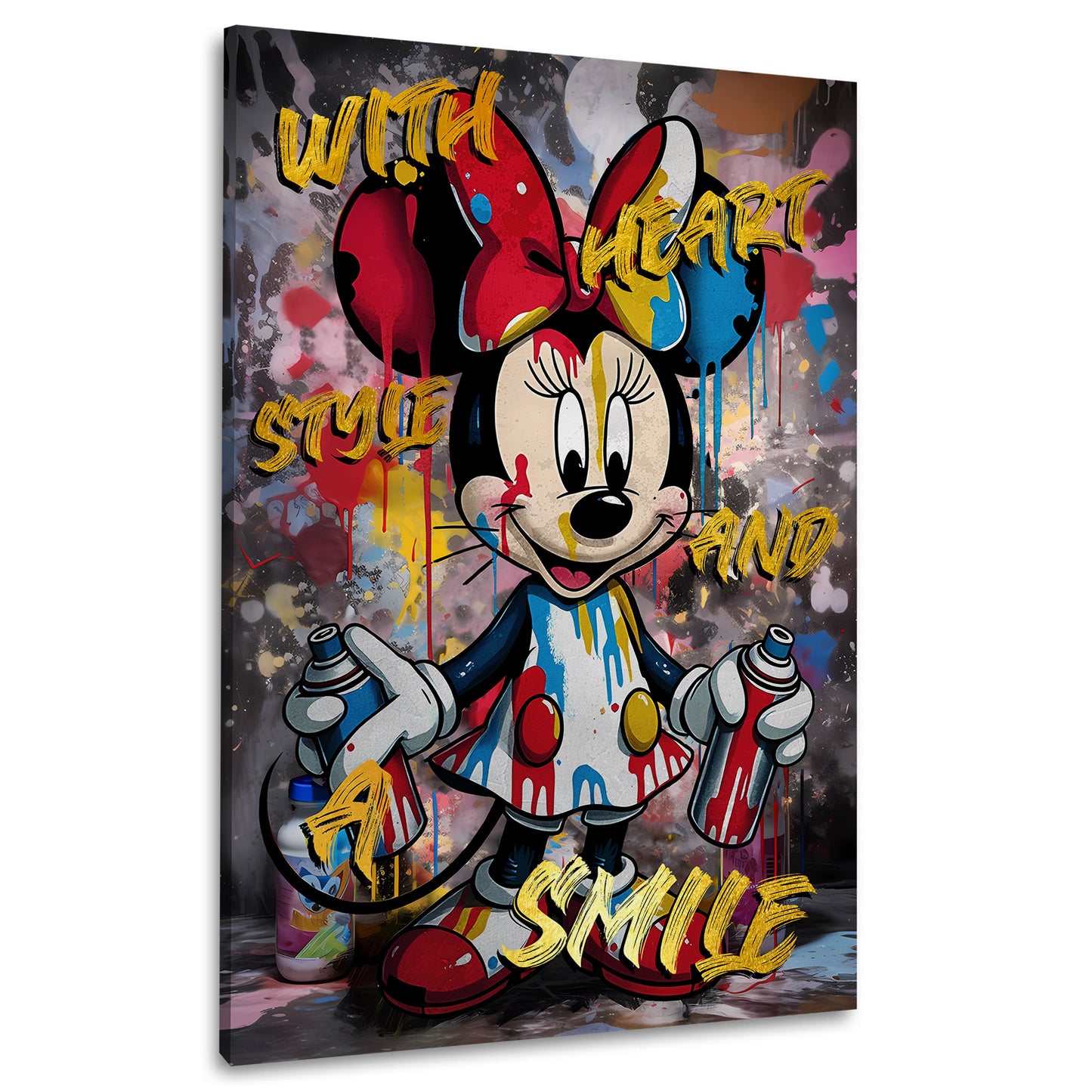 Wandbild Pop Art Minnie Style mit Graffiti und bunten Farben
