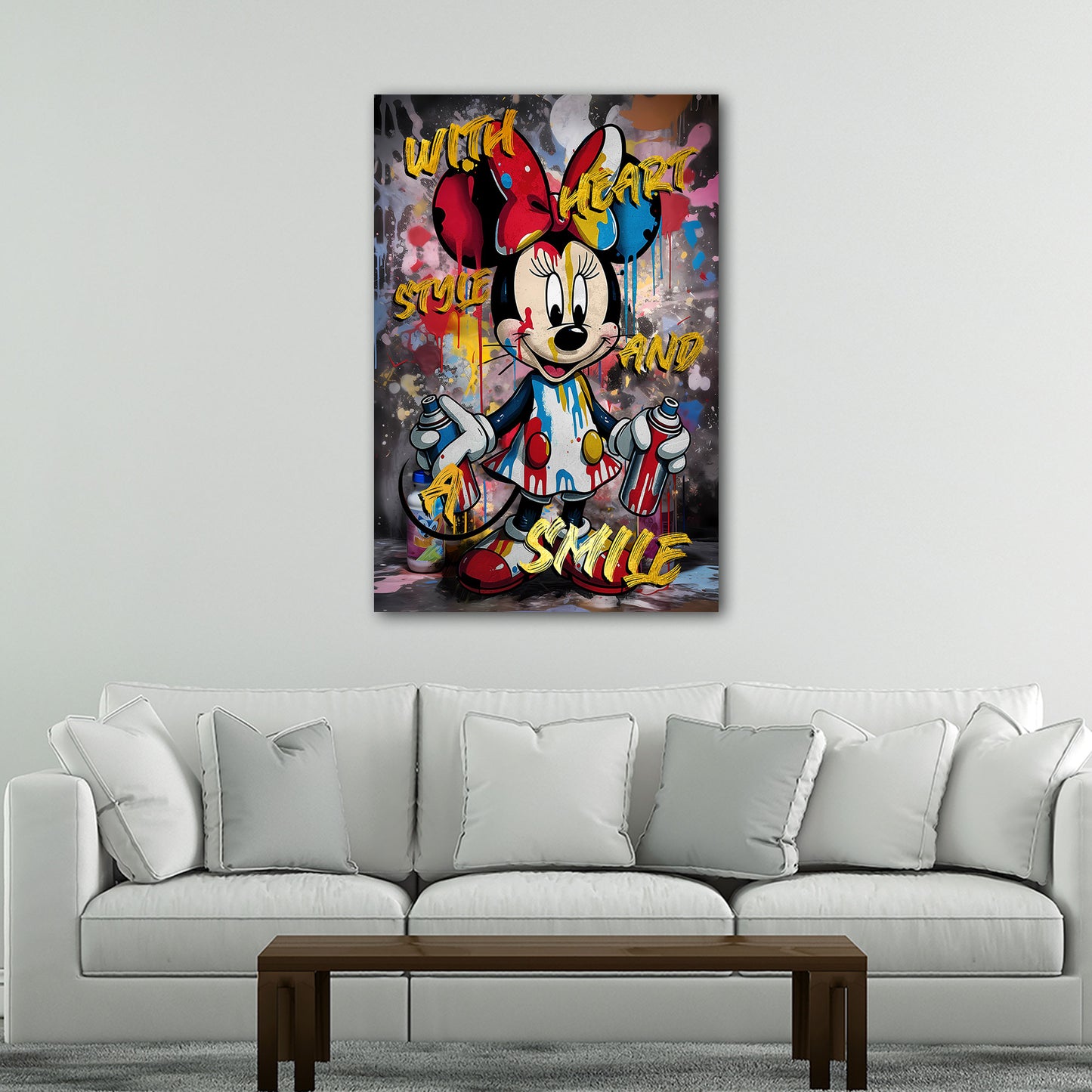 Wandbild Pop Art Minnie Style mit Graffiti und bunten Farben