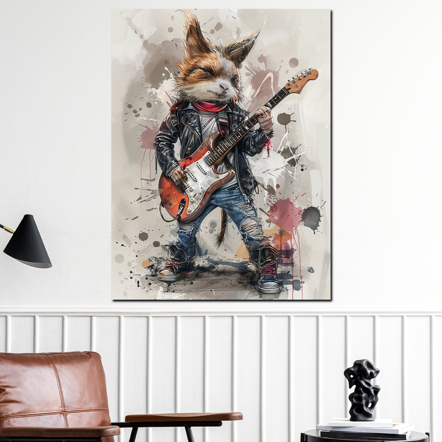 Wandbild Rockstar Katze Pop Art modern