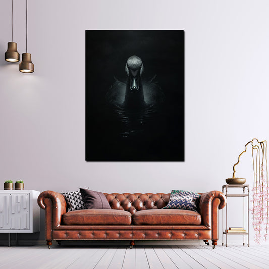 Wandbild Schwan im dunklen Wasser Eleganz Mystik modern