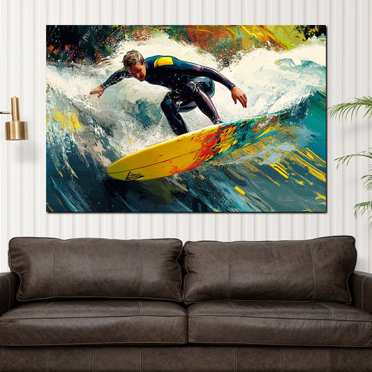 Wandbild Sport Surfer Welle Action im Wasser