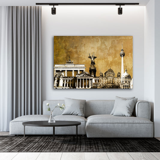Wandbild Städte Berlin, Deutschland Gold Style