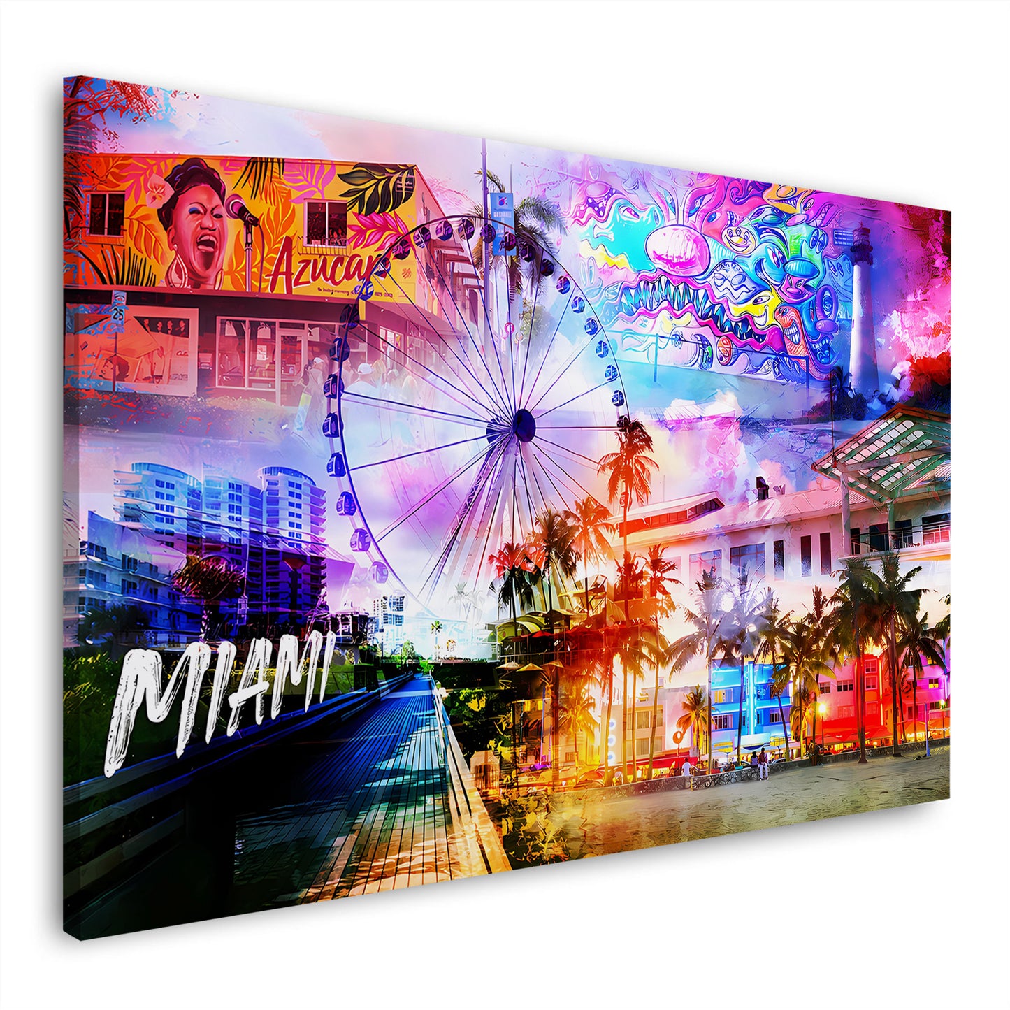 USA Miami Pop Art Palmen Riesenrad Wandbild
