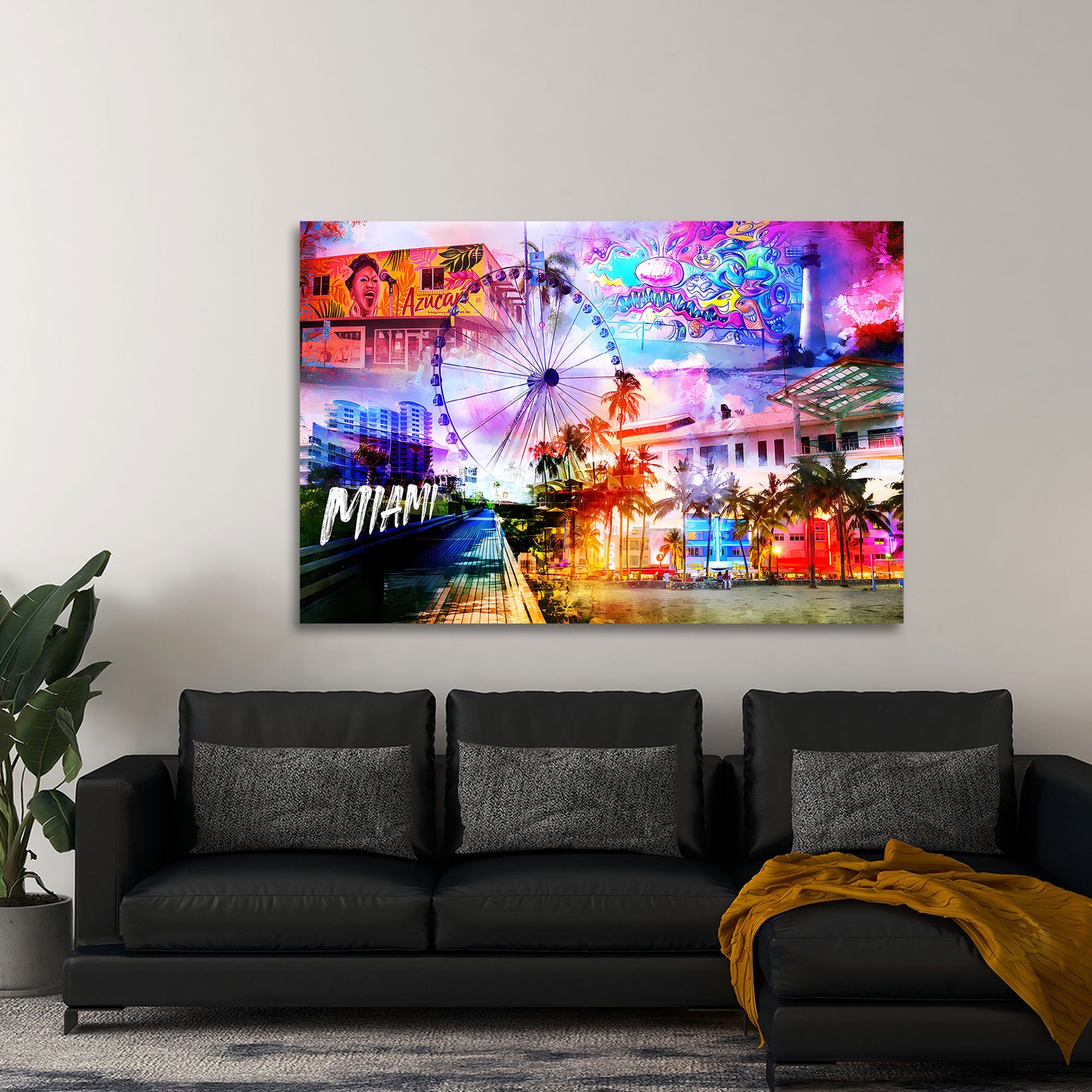 USA Miami Pop Art Palmen Riesenrad Wandbild