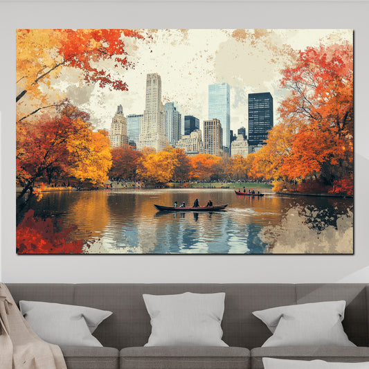 Wandbild Städte New York Herbst Central Park Skyline modern