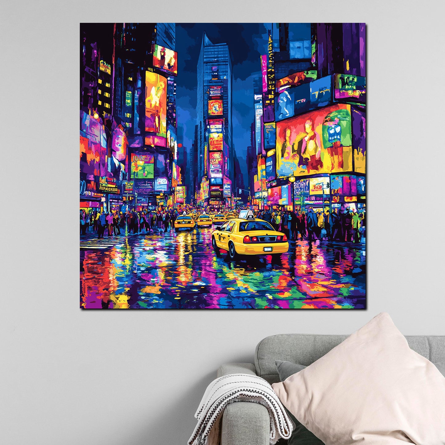 Wandbild Städte New York Pop Art Nachtlichter Taxi