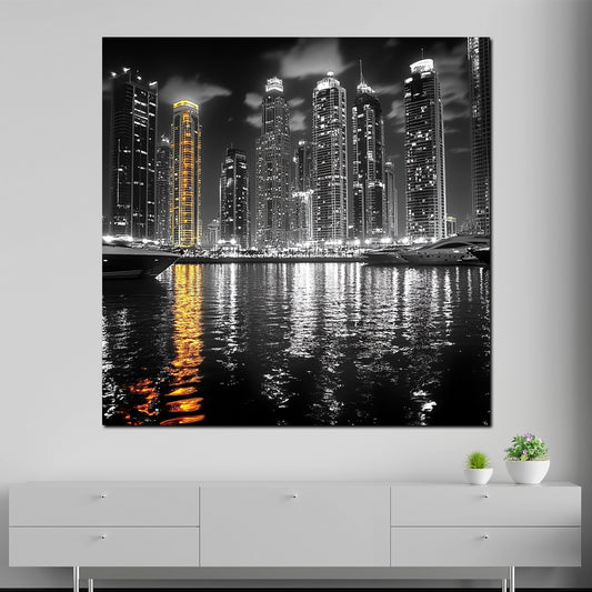 Wandbild Städte New York Skyline bei Nacht Luxus modern