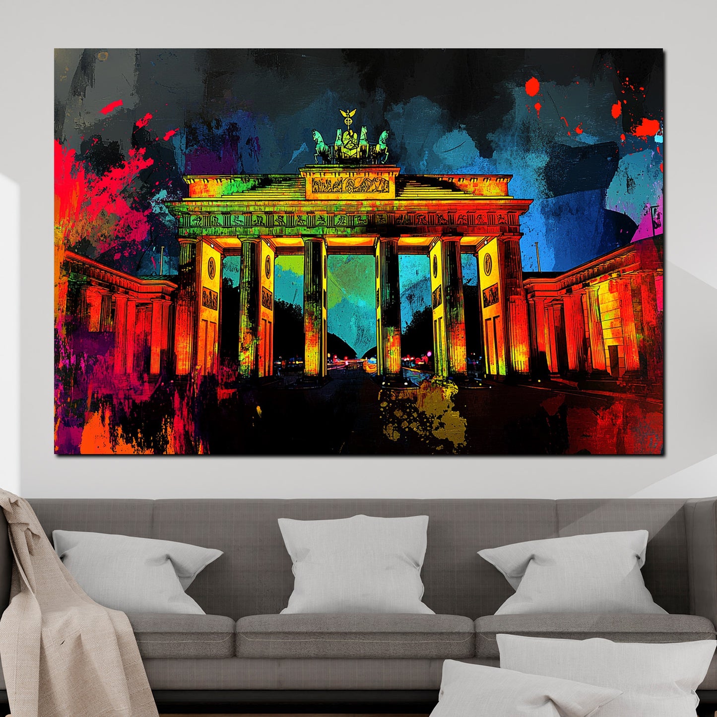 Wandbild Städte Pop Art Brandenburger Tor Berlin bunt leuchtend