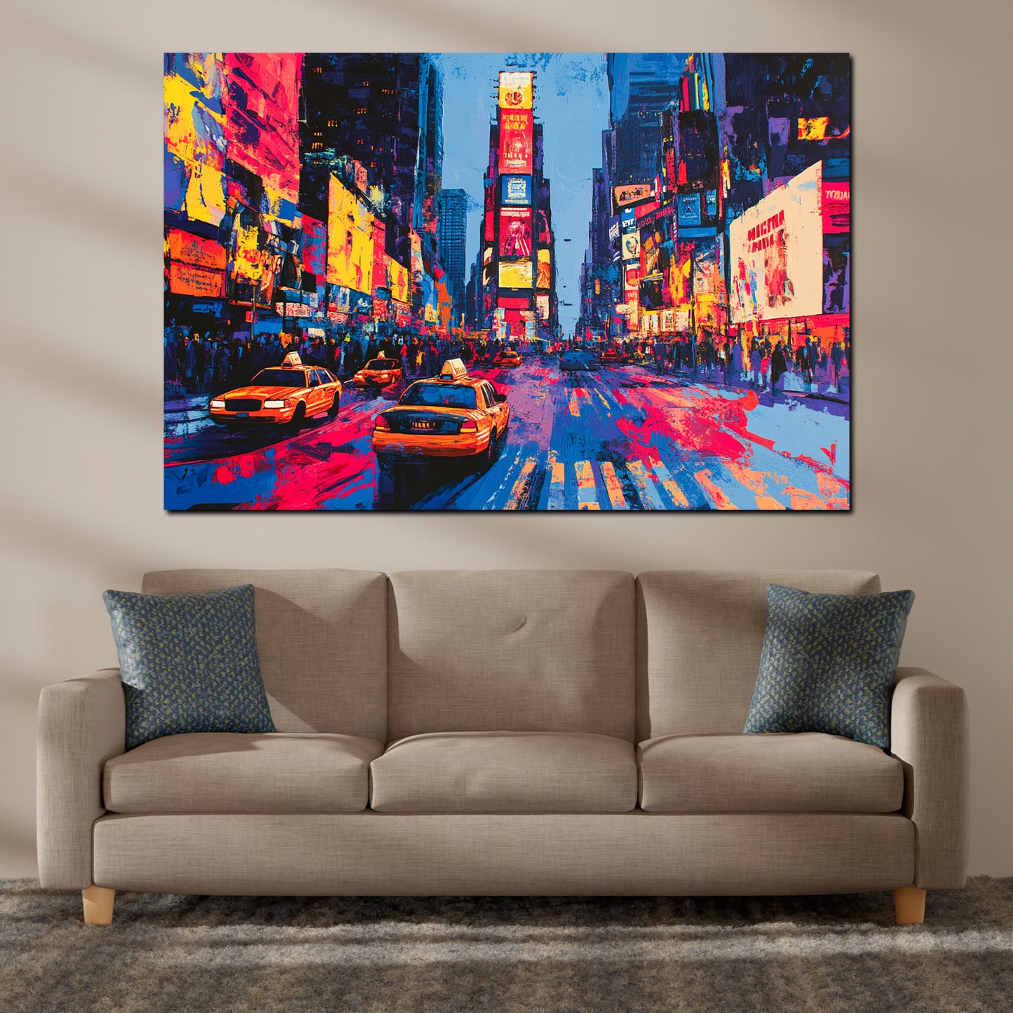Wandbild Städte Pop Art New York Times Square Taxi bunt